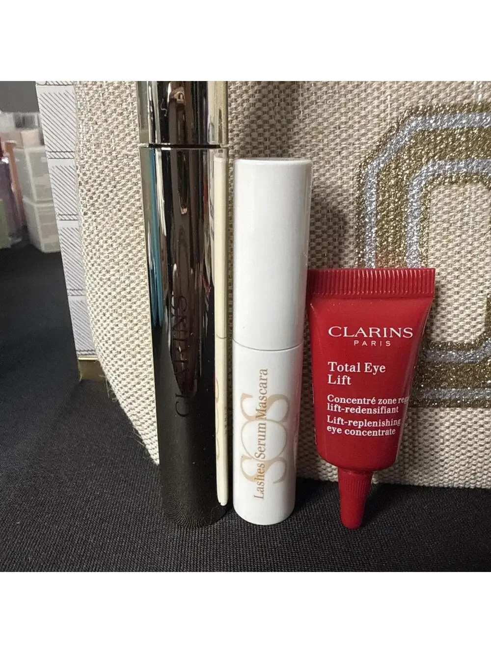 Clarins Makeup All About Eyes Gift Set - Mascara Total Eye Lift Lashes Serum NEW